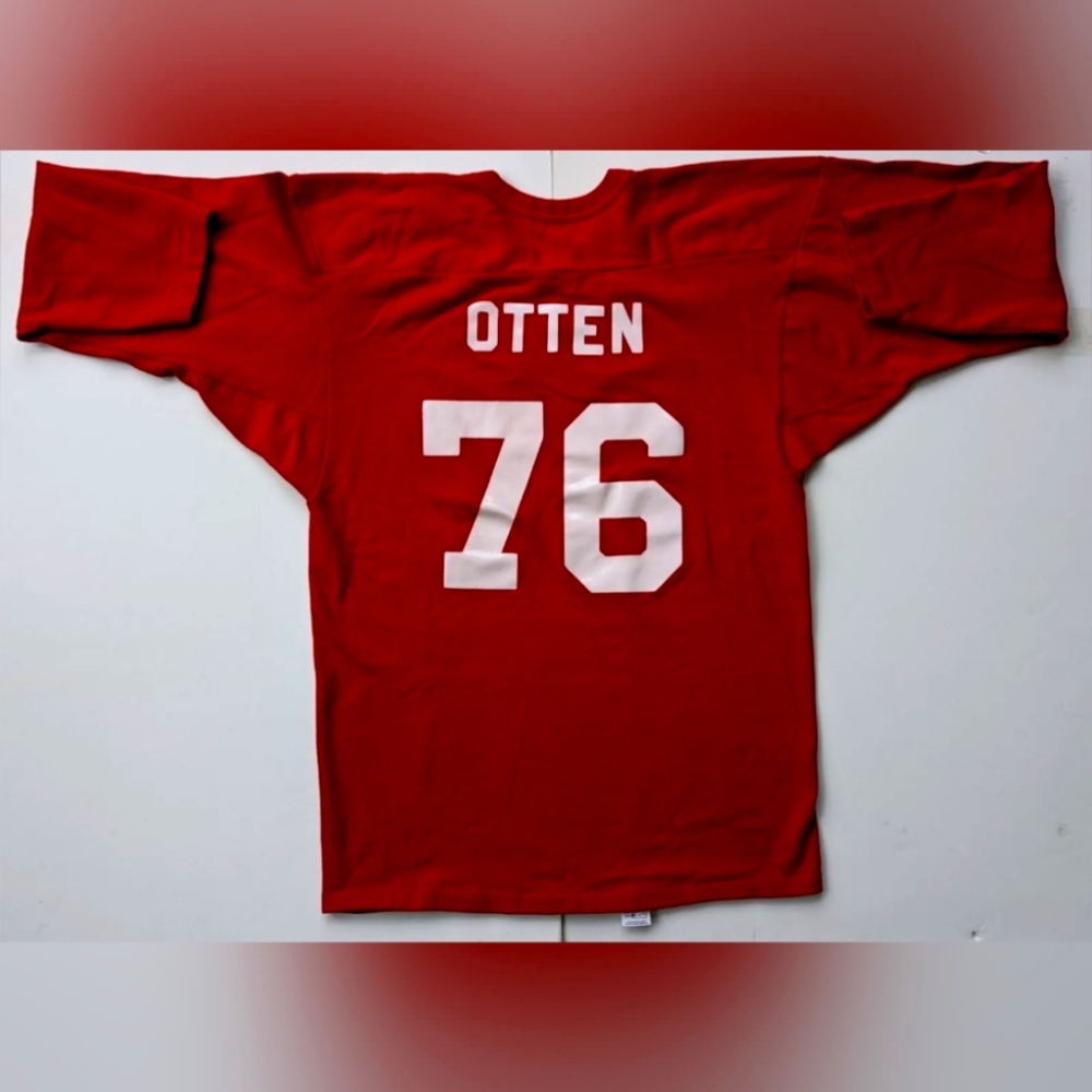 Vintage Russell Athletic VNeck Practice Sweatshirt Adult L Red USA #76 Otten